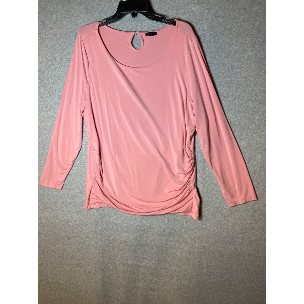 Talbots Top Womens 2X Ruched Sides Long Sleeve Pink Barbiecore‎ Stretchy Soft